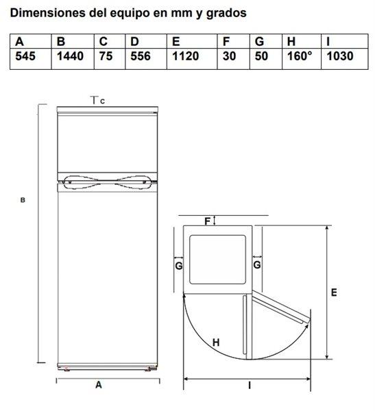 Exquisti RKGC270-45-H-160E - Frigorífico retro 2 puertas magnolia 146,5x54,5cm