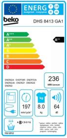 Beko DHS8413GA1 - Secadora con bomba de calor A++ de 8kg EcoGentle