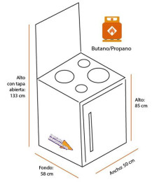 VitroKitchen CB560PBB - Cocina Gas Butano con Portabombona 4 Quemadores