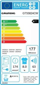 Grundig GT55824CW - Secadora Bomba de Calor 8Kg Inverter Wifi A+++