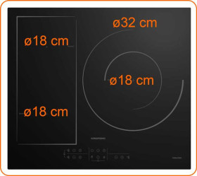 Grundig GIEI 623370 MN - Placa de Inducción 3 Zonas + Flex Zona 32cm