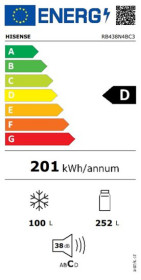 Hisense RB438N4BCD - Frigorífico Combi 200x59.5 Cm Iluminación LED Clase A+++