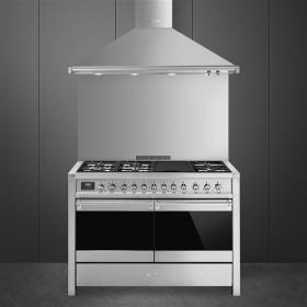 Smeg A4-81 - Cocina de Gas Natural 6 Zonas 2 Hornos Eléctricos Inox