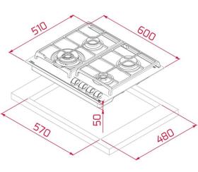 Teka GZC 64320 XB - Placa de Gas Butano 60 Cm 4 Fuegos ExactFlame Negra