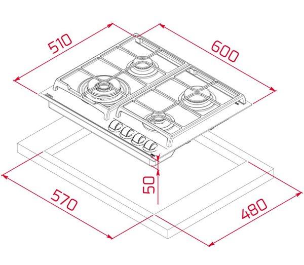 Teka GZC 64320 XB - Placa de Gas Butano 60 Cm 4 Fuegos ExactFlame Negra