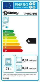 Balay 3HB4131N2 - Horno Multifunción Hidrolítico 71 Litros Clase A Negro