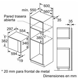 Balay 3CG5172N2 - Microondas integrado de Cristal Negro con Grill