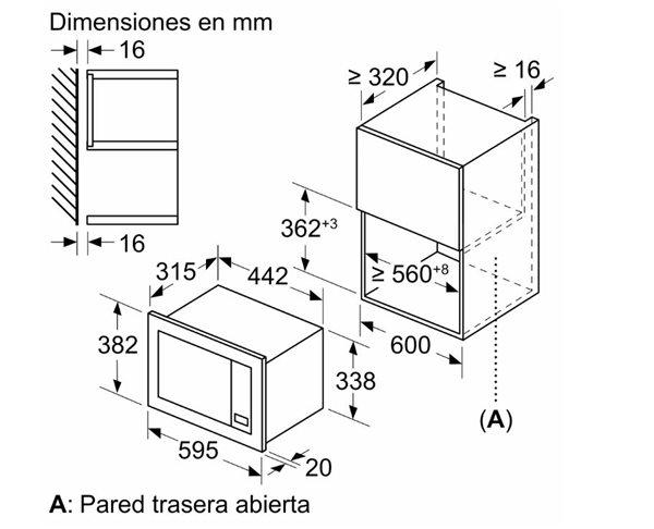 Balay 3CG6142X3 - Microondas Integrado 20 Litros Grill 800 W Marco Inox