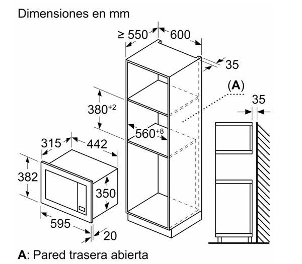 Balay 3CG6142X3 - Microondas Integrado 20 Litros Grill 800 W Marco Inox