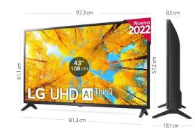 LG 43UQ75006LF - Smart TV (2022) 43" 4K UHD con Wifi Asistentes de Voz