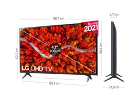 Lg 43UP80006LR - Televisor Smart TV 43" webOS 6.0 4K Quad Core IA Clase G