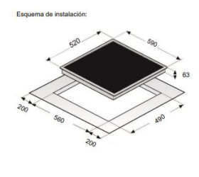 Exquisit EKI 630 - Placa de Inducción 60 Cm 3 Zonas Touch Control Negra