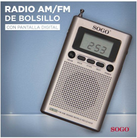 Sogo RAD-SS-8840 - Radio de bolsillo digital AM/FM con altavoz integrado