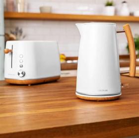 Cecotec 01480 - Hervidor de Agua ThermoSense 400 White Woody 1.7L