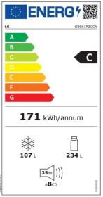 LG GBB61PZGCN - Frigorífico combi anti huellas 1,86 m 374 Litros
