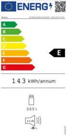 Beko B3RMLNE444HXB - Frigorífico 1 Puerta 186.5x59.7cm NoFrost Inox