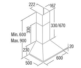 Cata OMEGA II 600 BK - Campana Decorativa de Pared 60 Cm Clase C Negra