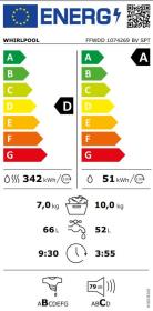 Whirlpool FFWDD 1074269 BV SPT - Lavasecadora 10/7Kg 1400rpm Clase D Blanco