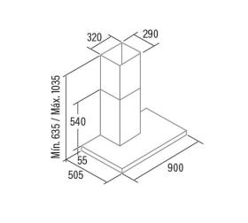 Cata Sygma 9000 II X - Campana Decorativa de Pared 90 Cm Clase A Inox