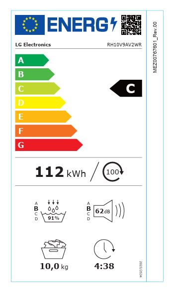 Lg RH10V9AV2WR Secadora Bomba de Calor 10kg Wifi Eco Hybrid