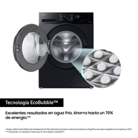 Lavadora de carga frontal Ecobubble™ Negra 8Kg