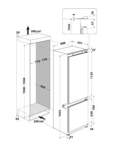 Whirlpool WH SP70 T121 - Frigorífico Integrado 193.5x69 Cm 6th Sense Clase E