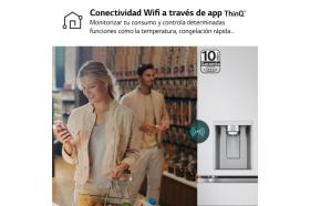 Frigorífico American Combi InstaView ™, Clasificación E, 638 L, Acero texturizado antihuellas