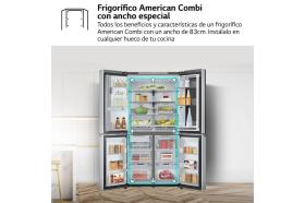 Frigorífico American Combi InstaView ™, Clasificación E, 638 L, Acero texturizado antihuellas