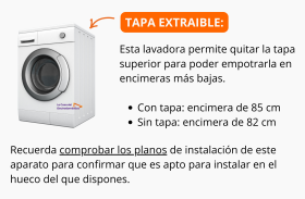 Aviso lavadora tapa extraible