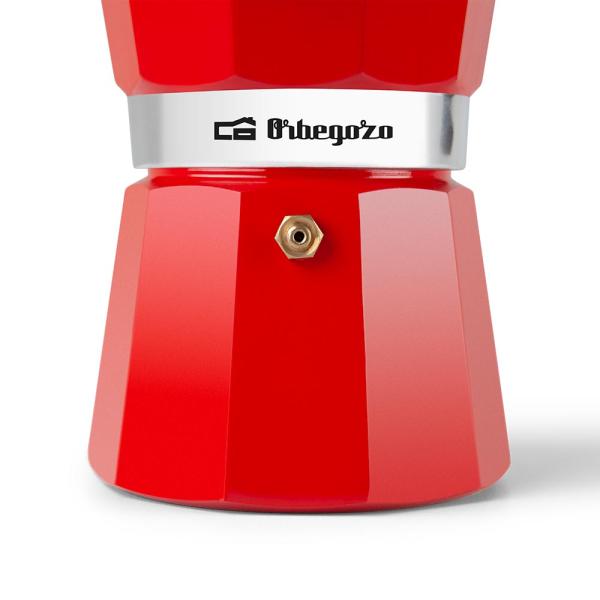 Orbegozo KFR 640 Cafetera Italiana Roja para 6 Tazas Vitro Gas y Eléctrica