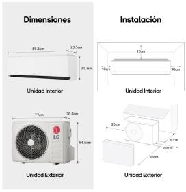 Lg aire dimensiones instalacion