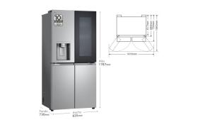 Frigorífico American Combi InstaView ™ ancho 83cm, Clasificación E, 508 L, Acero texturizado antihuellas