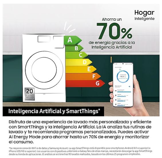 Samsung WD18DB8995BZT2 Lavasecadora 18 Kg/11 Kg 1000 Rpm Bespoke