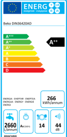 Beko din36420ad lavavajillas integrado 60 cm 14 cubiertos clase a 0042802