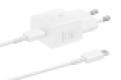 SAMSUNG POWER WALL CHARGER 25W USB-C WHITE + CABLE USB-C TO USB-C WHITE EP-T2510XWEGEU