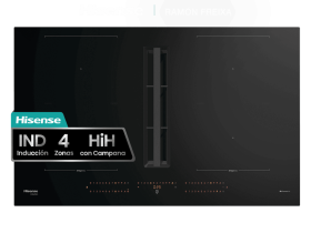 Hisense HEH8443BSCWF1 - Placa de Inducción con Extractor Integrado 83 cm 4 Zonas WiFi Boost Clase A+++ Negra