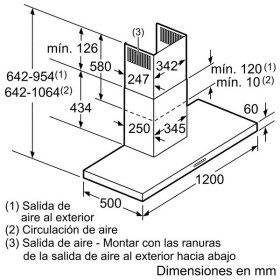 Bosch DWB128E51 - Campana Decorativa Pared 120 Cm Clase A Inoxidable