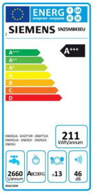 Siemens SN25M843EU - Lavavajillas Inox Antihuellas 60cm A+++ iQ500 VarioSpeed