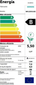 Siemens WK12D321EE - Lavadora con Función Secado Integrable 7 Kg Clase B