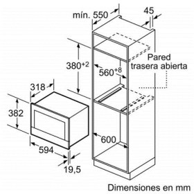Bosch BER634GS1 - Microondas integrable 38cm de alto 1.300W Cristal