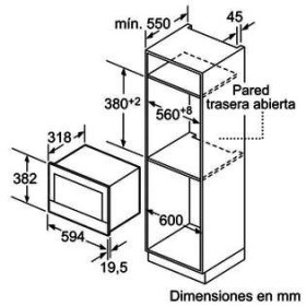 Bosch BFL634GW1 - Microondas Integrable 38x60cm 21L 900W Cristal Blanco