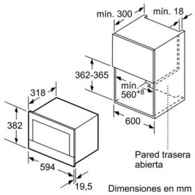 Bosch BFL634GW1 - Microondas Integrable 38x60cm 21L 900W Cristal Blanco