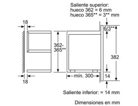 Bosch BFL634GB1 - Microondas Integrable 38x60cm 21L 900W Cristal Negro