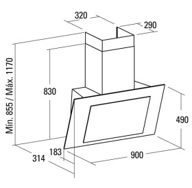 Cata 02159403 - Campana Thalassa XGBK 90 Cm Decorativa Pared Negra