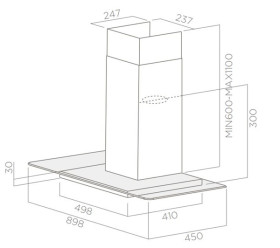 Elica PRF0098891 - Campana de pared Flat Glass Plus de 70cm Inox y vidrio