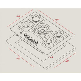 Teka 40214210 - Placa EFX 70 5G AI AL DR Gas Natural 5 Fuegos 70 Cm