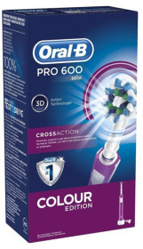 Cepillo Dental Braun Oral B Pro 600 Cross Action Morado Recargable 3D