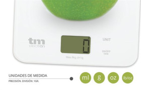 Tm Electron - Báscula de Cocina máx. 8Kg 22.5x18.5 cm Pantalla LCD