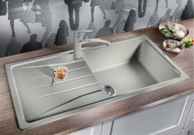 Blanco 519695 - Fregadero Sona XL 6 S Reversible Mueble 60 Cm Gris Perla
