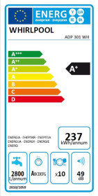 Lavavajillas Whirlpool ADP301WH Ancho De 45Cm. Blanco